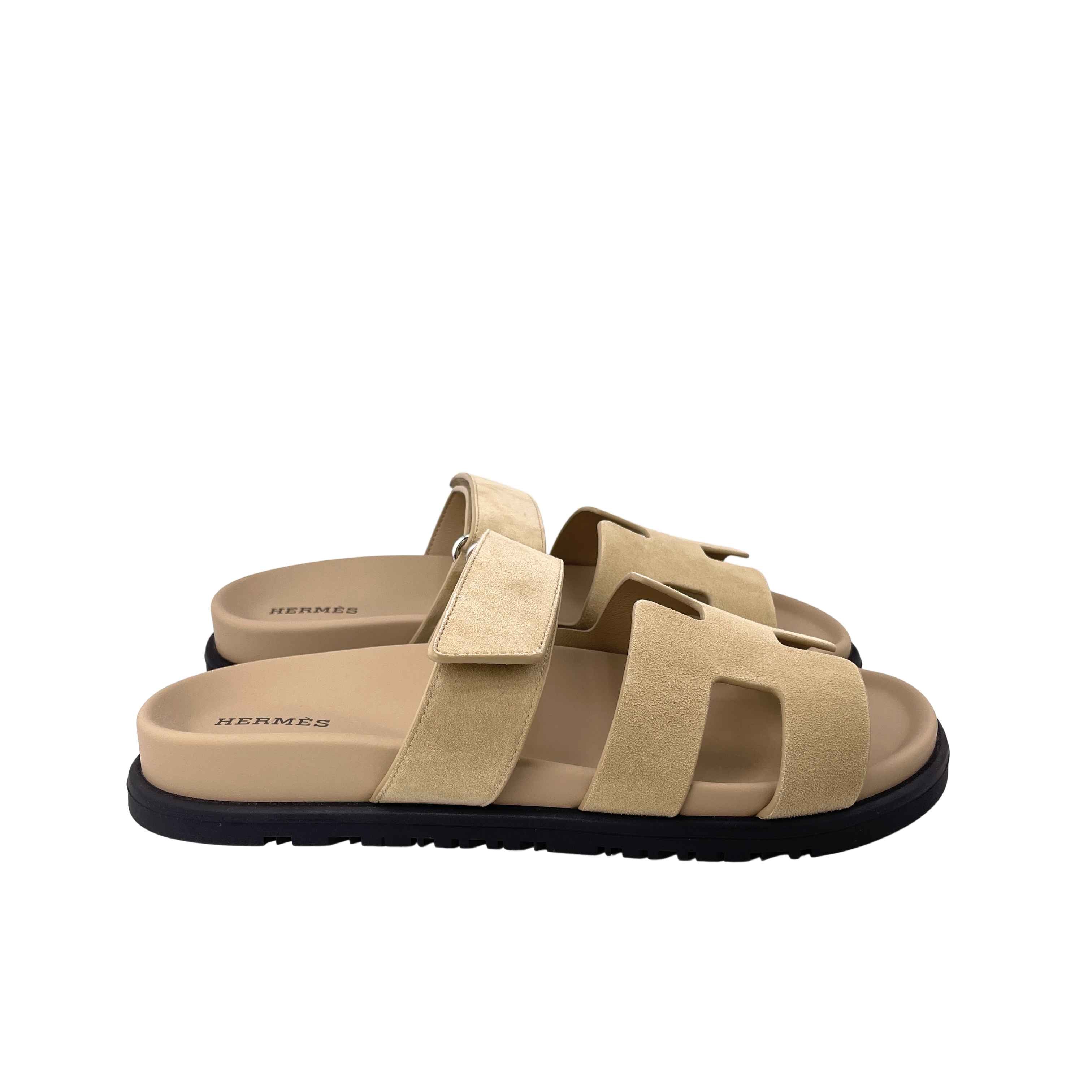 Hermès Chypre Sandal Beige Suede