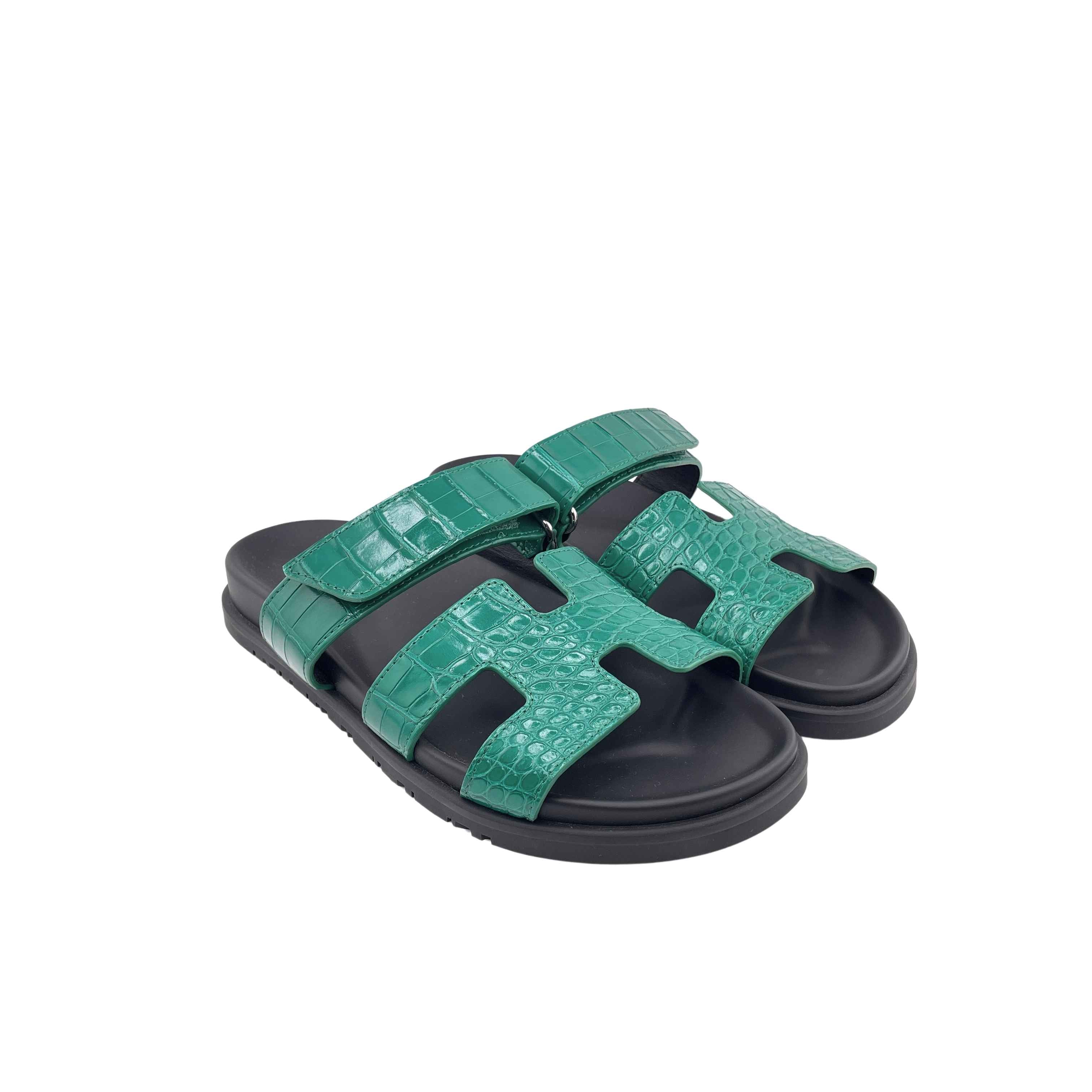 Hermès Chypre Sandal Emerald Shiny Gator